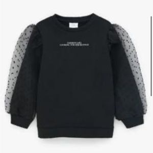 ZARA COMBINED DOTTED MESH SWEATSHIRT
